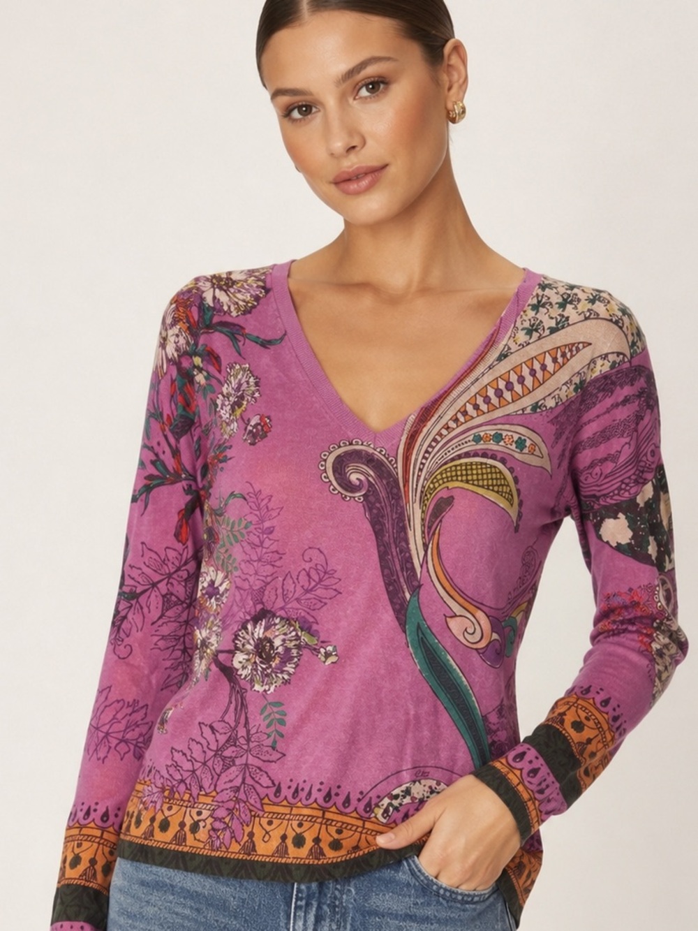 ETRO Silk & Cashmere Paisley Sweater | Made in Italy | Size 48
